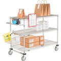 Nexel Chrome Curbside Cart w/3 Shelves & Polyurethane Casters, 42L x 24W x 40H CS24423C